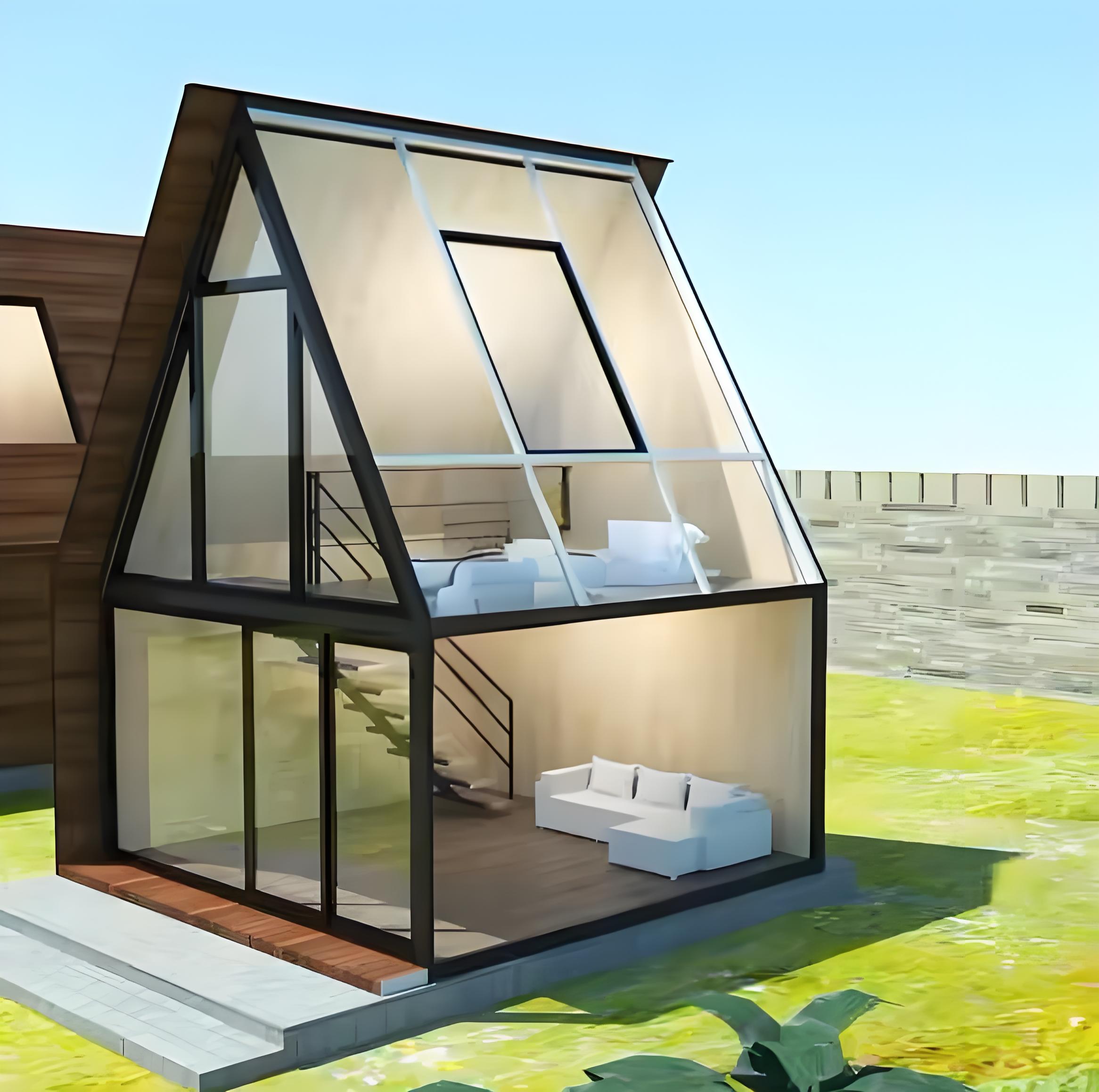 9sqm Tiny Resort Chalet for Living Small Honeymoon Homestay Cabin Loft Design Summer House with Glass Roof